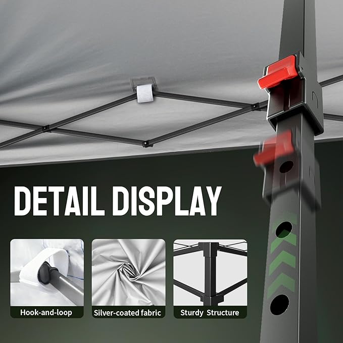 CROWN SHADES 8x8 Pop Up Canopy - Patented Center Lock One Push Instant Outdoor Canopy Beach Tent with STO-N-Go Bag 8 Stakes & 4 Sand Bags,Red