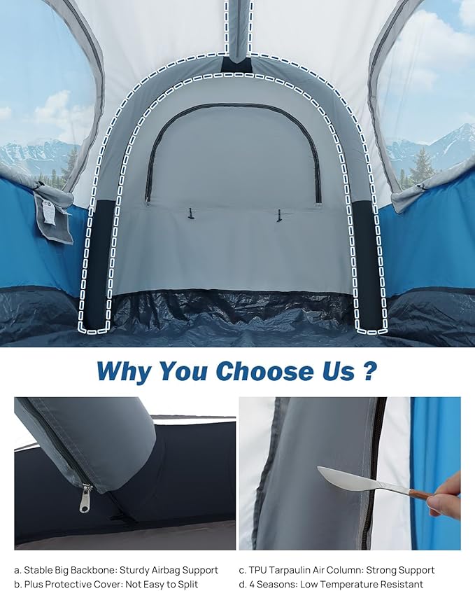 JOYTUTUS Inflatable Truck Bed Tent 5.5-6.5FT with Awning, Includes Air Pump for Quick 30S Setup, Dual-use Pickup or Camping Tent for 2 Person, Truck Tent with Waterproof Roof Shade and 3 Windows