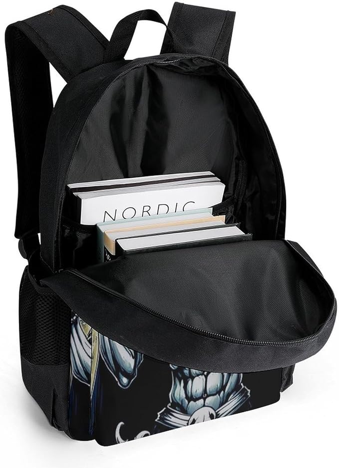 Polyester Daypack for Camping Travel Walking Cycling, Big Capacity Anti-Theft Multipurpose Bookbag, Skull Fire Camping Outdoor Backpack