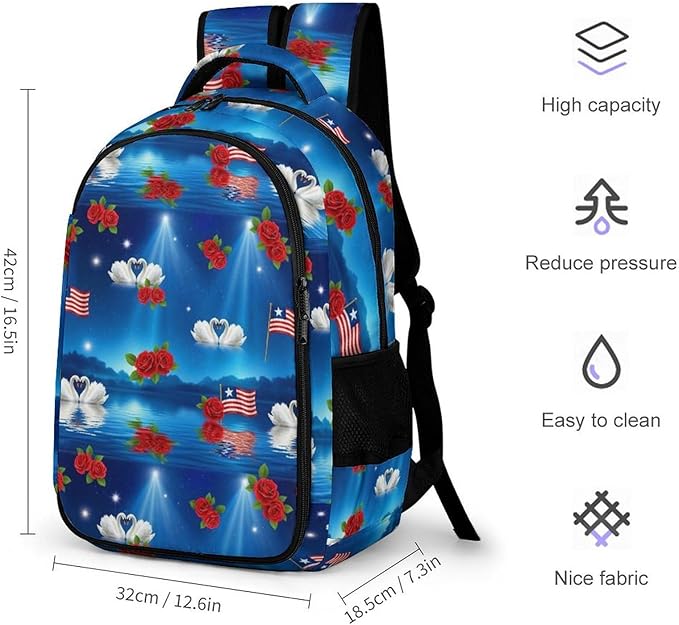 Lightweight Travel Daypack Flag Of Puerto Rico Flowers, Cute Laptop Backpack with Tumbler Holder for Women Nurse Teacher Work Hiking