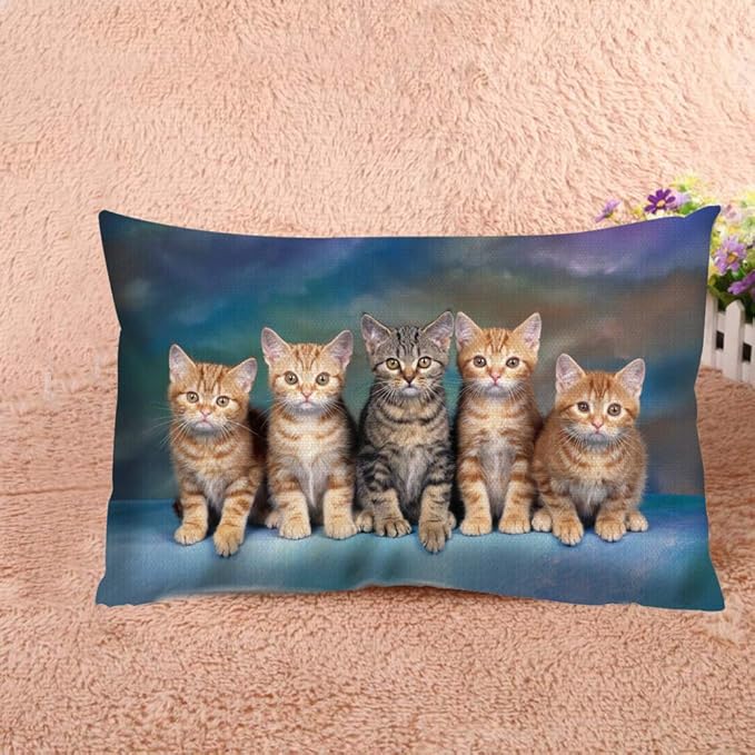 Throw Pillow Cover Kitten Series Cute Cat Decorative Pillow Case Home Decor 20x12 Inches Pillowcase