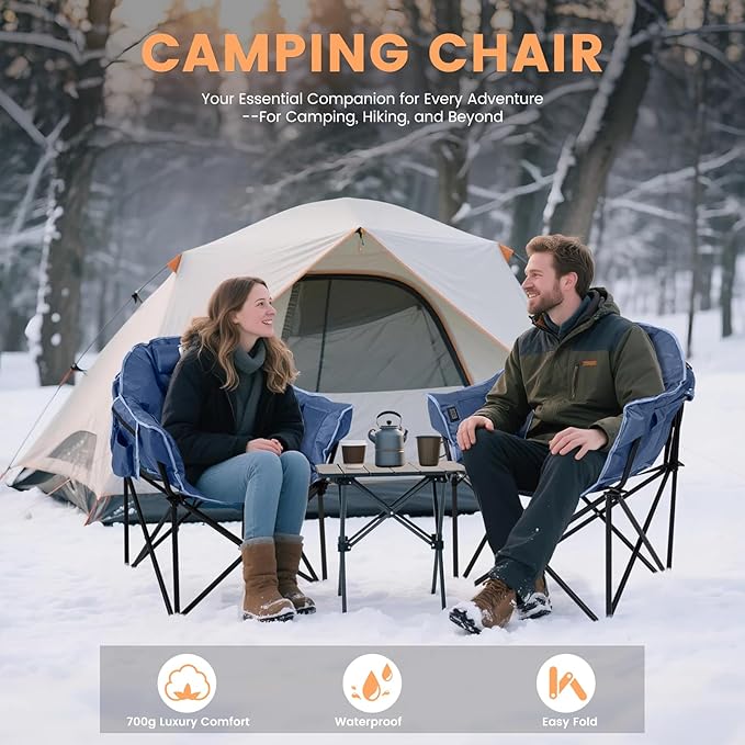 Oversized Heated Camping Chair, Heated Chairs Outdoor Sports with 3 Heat Levels, Portable Folding Heated Outdoor Chair for Lawn Patio Lounge, Battery NOT Included