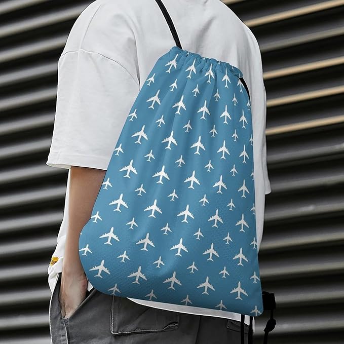 Gym Drawstring Backpack Sackpack Water Resistant for Sports Beach Yoga Travel Unisex, Airplane Bags