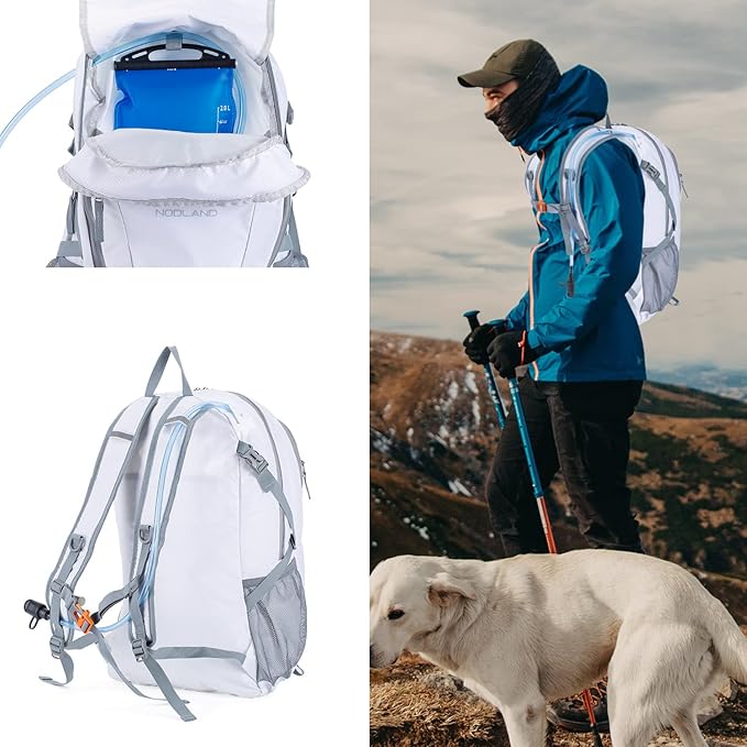 NODLAND Light Weight Packable Backpack for Travel Hiking 45L Foldable Water-Resistant Daypack Hydration Rucksack