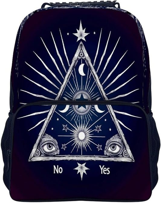 Men Women Polyester Purple Goth Gothic Witch Magic Spirit Board Daypack Big Capacity Shoulder Bag With Adjustable Shoulder Straps for Camping Travel Walking Cycling