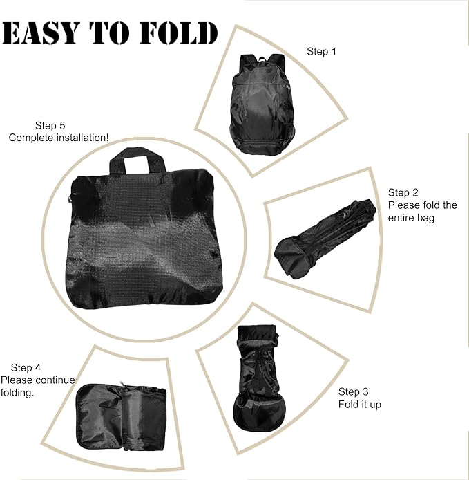 Ultra Lightweight Hiking Backpack 30L, Travel Packable Daypack Foldable Small Backpacks for Women Men(Black)