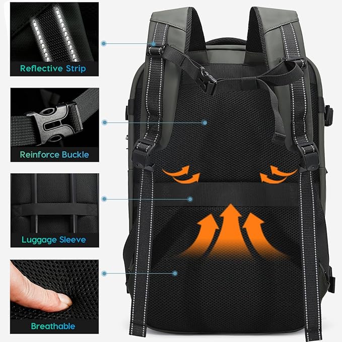 BANGE Commute Backpack with Water Bottle Holder, Anti Theft Laptop Backpack Fits for 15.6Inch Notebook, Water Resistant Office Daypack for work