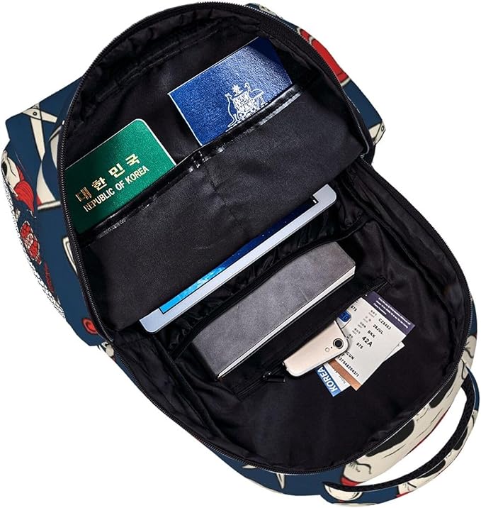 Men Women Polyester Vintage Barber Shop Tools Casual Daypack Large Capacity Carry On Bag With Adjustable Shoulder Straps for Camping Work Running