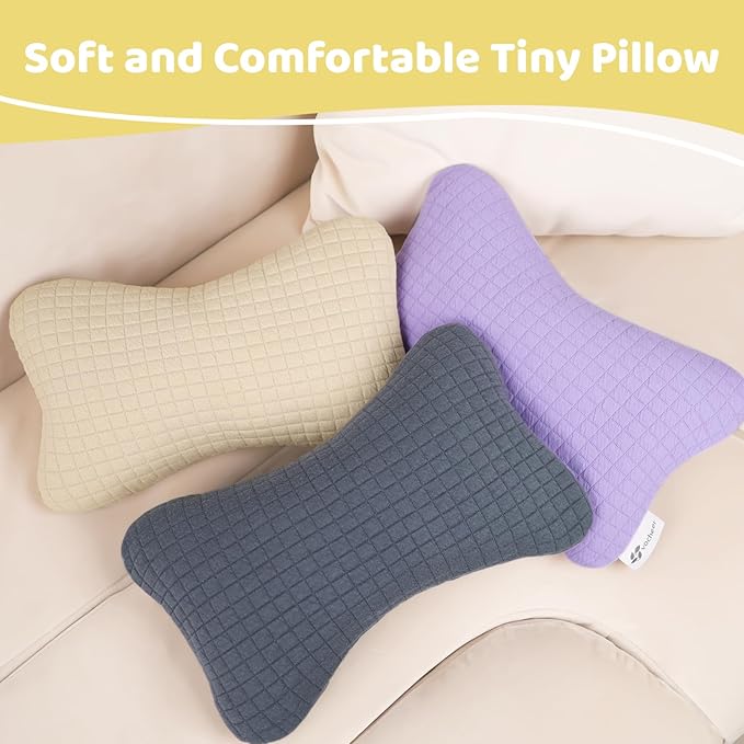 vocheer 11x7in Mini Travel Pillow, Small Pillows for Sleeping, Tiny Pillows for Neck, Wrist, Lumbar and Knee, Pets Pillow, Cotton, Cover Removable, Machine Washable (Navy Blue-2PC)
