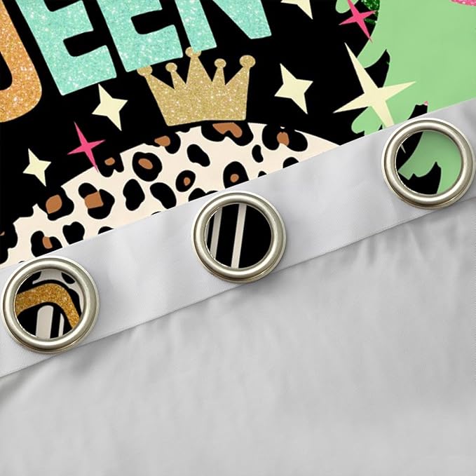 Cartoon Camper Kids Blackout Curtains,Crown Leopard Starry Princess Window Drapes,Rustic Pine Tree RV Trailer Boys Girls Room Decor,Pink Green 2 Panels,38Wx54L inch