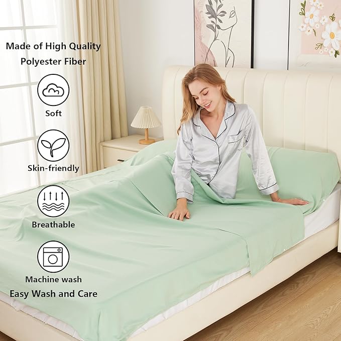 Sleeping Bag Liner Camping Adult Sleep Sack Lightweight Travel Sheet for Hotel Bed Compact Ultralight Essential Cleaning Supplies Kit Travel Bedding Set for Backpacking