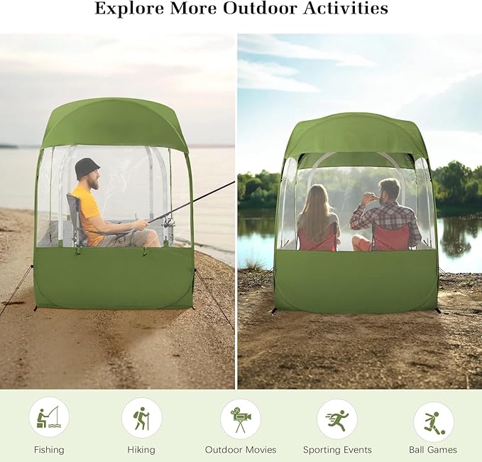 Sports Tent, Portable & Foldable Pop Up Tents Shelter with Carry Bag, Instant Weather Proof Clear View Bubble Tent for Fishing, Camping, Watching Sports Events