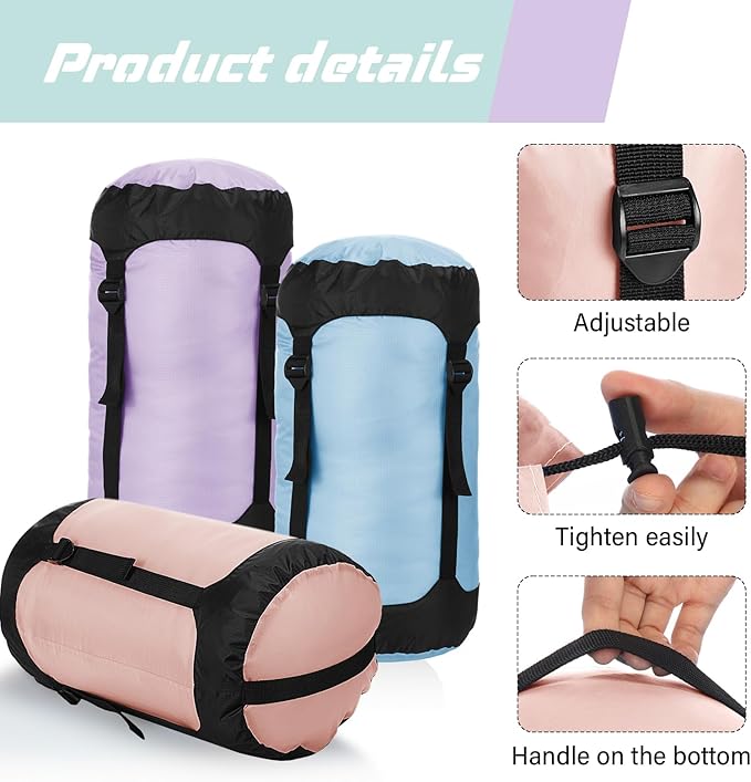 5 Pcs Compression Sacks for Backpacking 20L Camping Sleeping Bag Stuff Sacks for Backpacking Water Resistant Sleeping Bag Storage Sack for Space Saving Hiking Gear