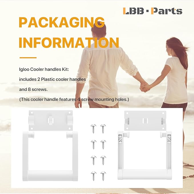LBB-Parts White Plastic Replacement Cooler Handles,Compatible with Igloo 90-100 Quart Cooler Handle,Cooler Replacement Handles kit