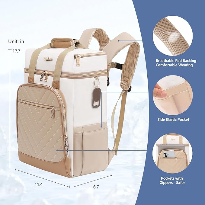 Backpack Coolers Insulated Leak Proof for Women Men, 35 Cans Large Capacity Waterproof Cooler Backpack, Soft Portable Cooler Bag for Beach Travel Camping Picnic Work