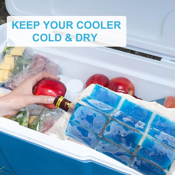2 Large Ice Blanket Longer Cooling Durable Reusable Non Toxic and BPA Free Ice Sheet Freeze Ice Packs for Coolers Fishing Camping Keep Food BBQ Beverage Cooling delivery (14.76"x10.43" 2 Pack)