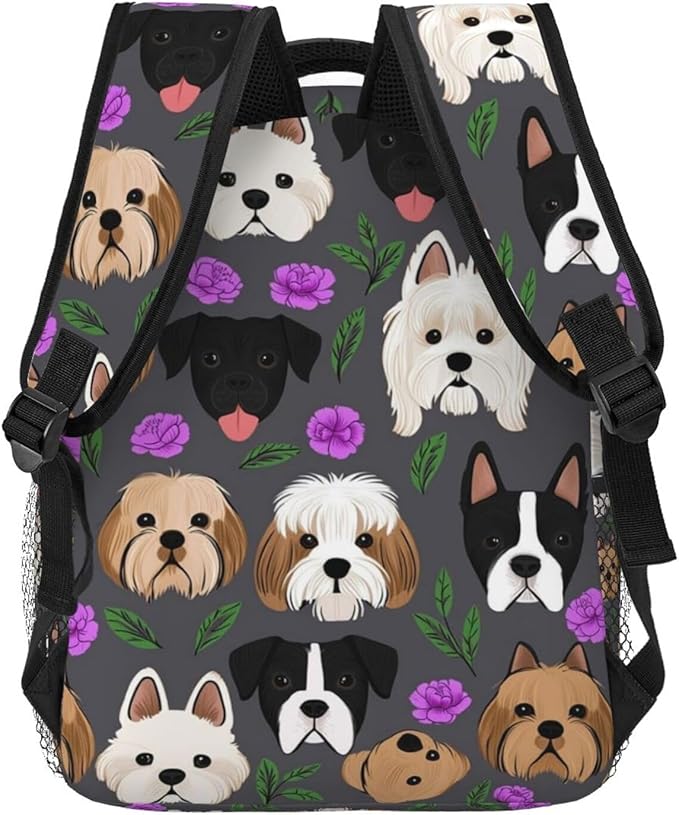 Casual Daypack Multipurpose Anti-Theft Large Capacity Carry On Bag, Boxer Dogs And Flower Casual Daypack Climbing Shoulder Bag With Padded Straps