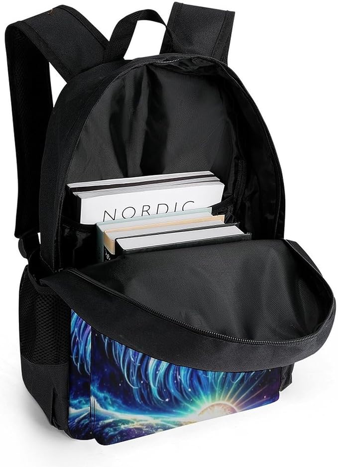 Backpack Multipurpose Anti-Theft Large Capacity Bookbag, Cool Lion In The Universe Surreal Style Space Art Travel Hiking Daypack With Side Pockets