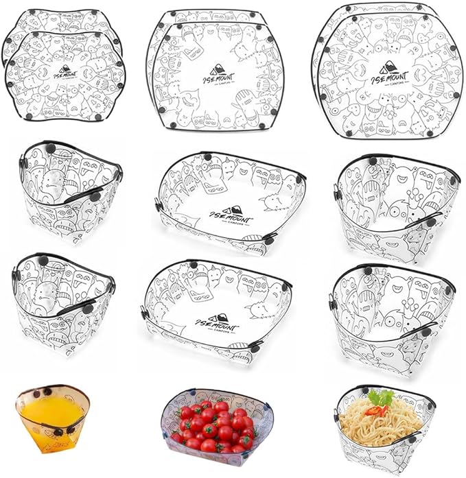 MIUPOO Collapsible Bowl Plate Cup Set,Portable Mess Kit,Food Grade Material Free Folding Plate for Lunch Family Picnic,Collapsible Set of 6, 3 Sizes