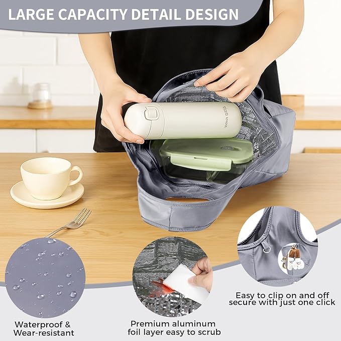 Lunch Bag for Women Fresh Keep Reusable Lunch Tote Bags Lunch Box with Storage Pocket Food Lunch Containers High Capacity Lunch Purse for Work, Office, Picnic, Travel