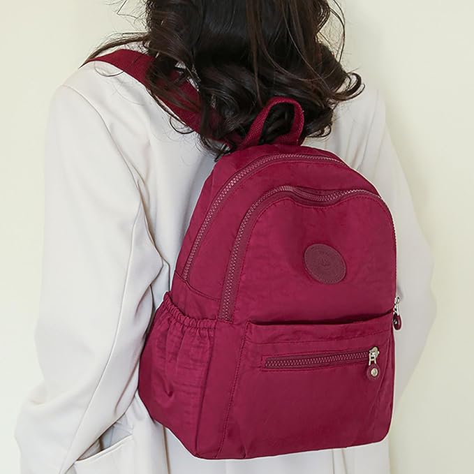 Simple Casual Solid Color Lightweight College Work Backpack Anti Theft Travel Backpack Daypack for Women (Rose Red)