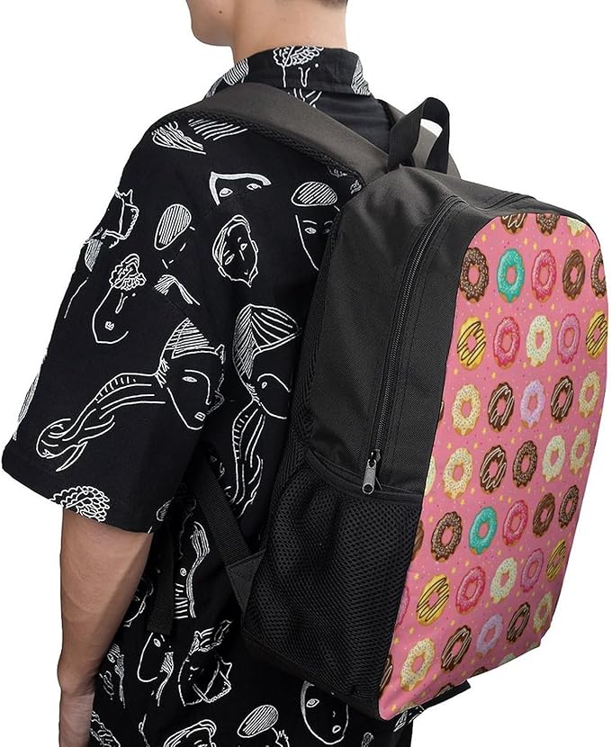 Casual Daypack Cute Pink Doughnut Donut Trekking Travel Hiking with Climbing Shoulder Bag, Shoulder Book Bags