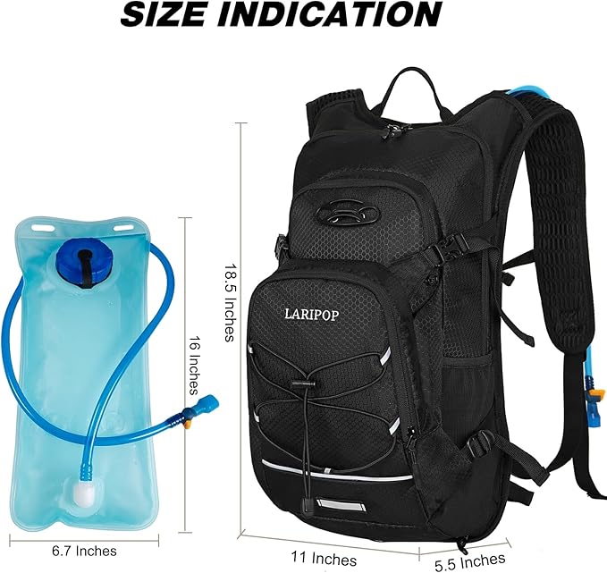 LARIPOP 18L Hydration Backpack with 2L Leak-Proof Water Bladder for Hiking Cycling Running Men Women