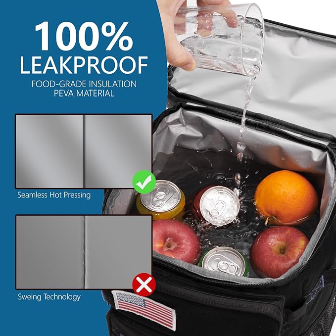 Large Backpack Cooler 36 Can Cooler Backpack with 2 Insulated Compartments Leak Proof Waterproof Travel Backpack, Camping Beach Picnic Lunch Thermal Bag for Women and Men (Green)