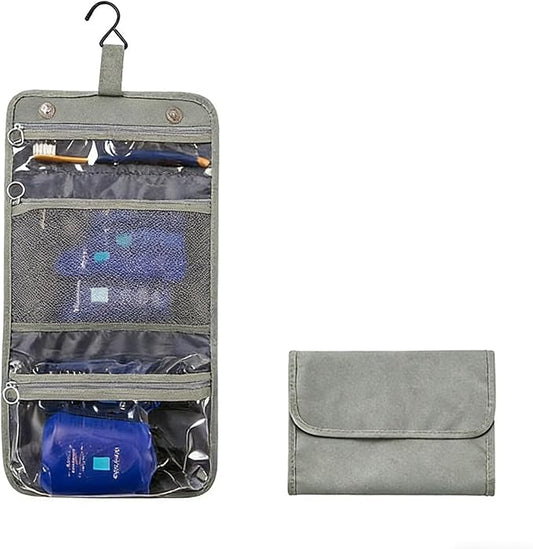 Small Hanging Toiletry Travel Kit, Portable Hanging Organizer Toiletry Bag, Sage gray-green Bathroom Bag For Traveling,Foldable Cosmetic Bag,Makeup Accessories