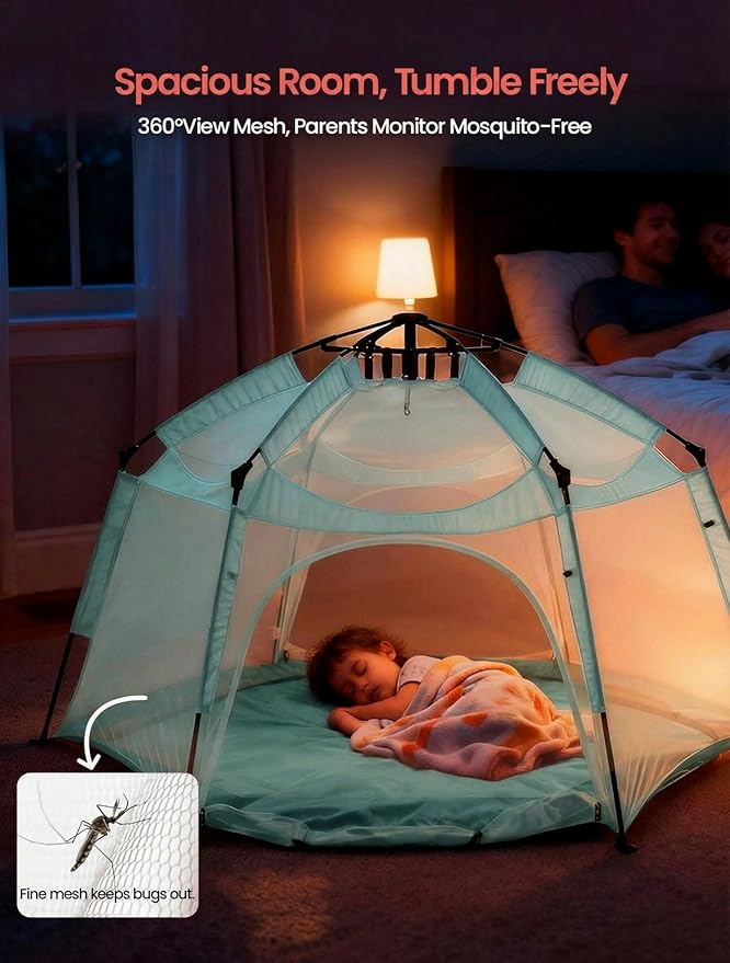 Porayhut Large Pop Up Play Tent for Kids, 78" Instant Toddler Playhouse with Removable Floor & UV50+ Sun Shade, 360° Mesh Mosquito-Free Tent for Indoor Outdoor Beach Backyard, Fits 4 Kids