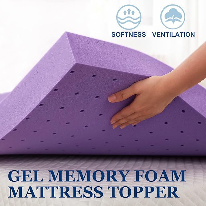 SINWEEK 4 Inch Gel Memory Foam Mattress Topper Ventilated Soft Pressure Relieve Mattress Pad, Breathable Bed Topper, CertiPUR-US Certified, Twin Size