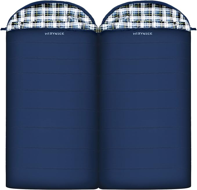 Cold Weather Sleeping Bag 100% Cotton Flannel XXL for Adults Big and Tall,Free Compression Sack