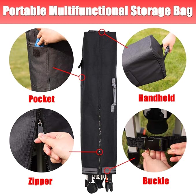 Sunnyglade 10x10 Ft Pop Up Canopy Tent One Button Easy Pop Up Outdoor Instant Folding Slant Leg Canopy with 2 Wheels and Deluxe Carry Bag(Dark Grey)