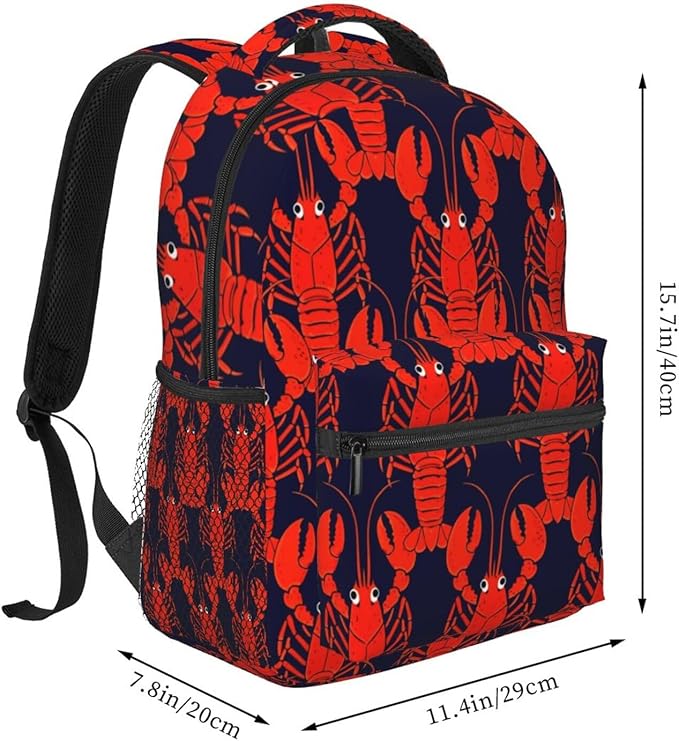 Lightweight Rucksack for Sports Travel Running, Big Capacity Multipurpose Anti-Theft Bookbag, Red Lobster Travel and Sport Backpack Rucksack