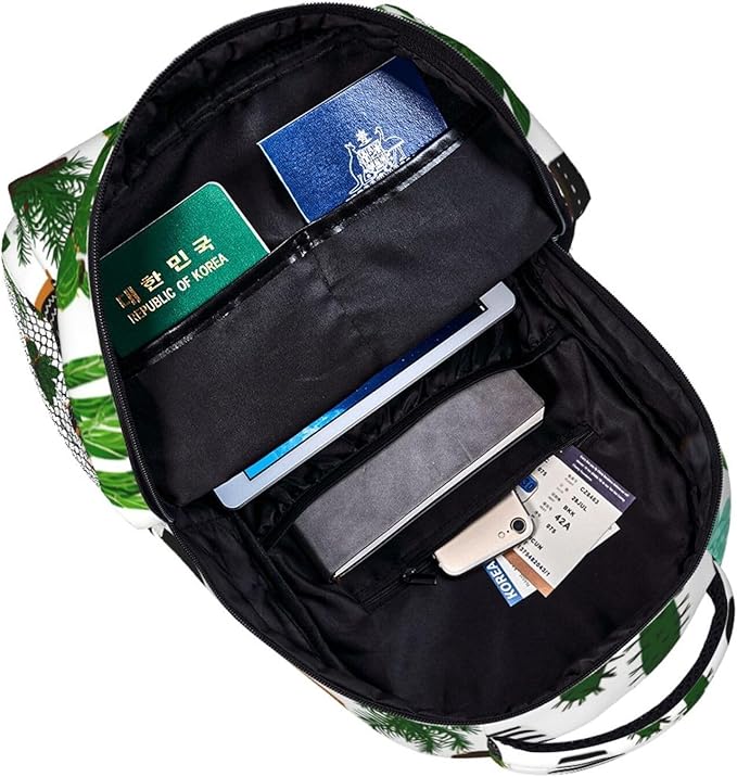 Men Women Lightweight Green Cactus Art Backpack Large Capacity Bookbag With Smooth Zippers for Gym Business Running