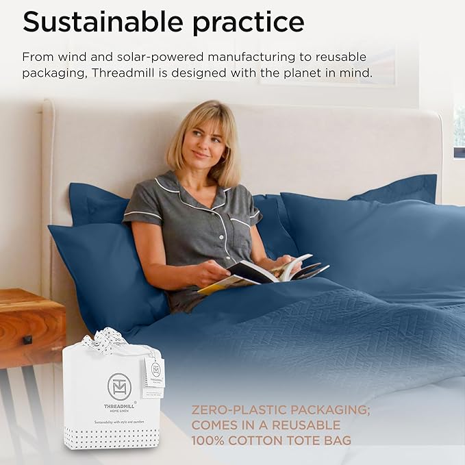 Threadmill Luxury Cotton Blankets for Twin Size Bed | All-Season 100% Cotton Twin Blanket for Bed | Criss Cross Jacquard Lightweight, Soft & Cozy Coverlet, 350GSM, 68x90 inches | Folkstone Blue