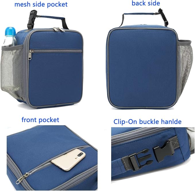 FlowFly Kids Lunch box Insulated Soft Bag Mini Cooler Back to School Thermal Meal Tote Kit for Girls, Boys, Cyan