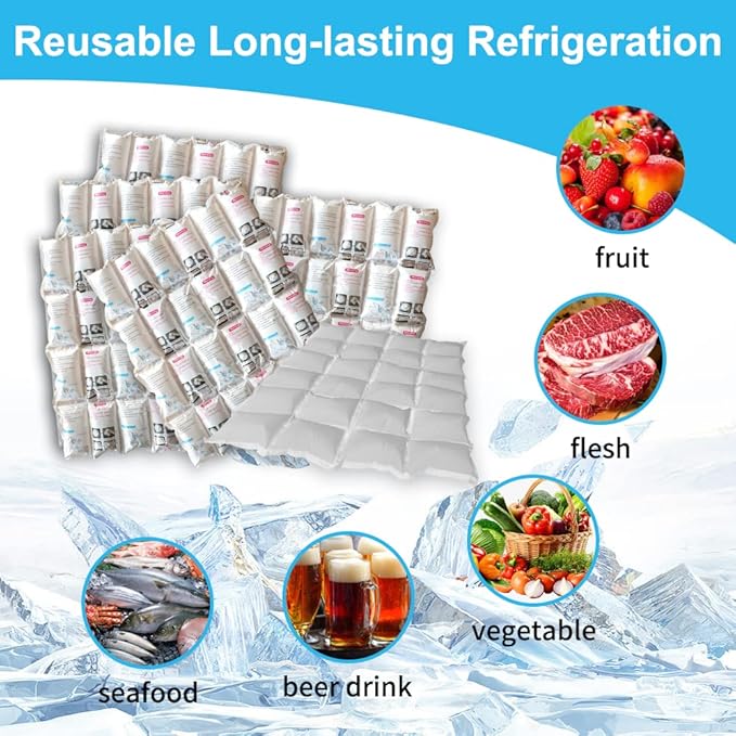 RAINBOW Dry Ice Packs for Shipping Long Lasting, Reusable Cold Ice Pack Sheets for Lunch Box, Flexible Dry Ice Packs for Coolers, Dry Ice for Shipping Frozen Food, 24 Ice Cells Each Sheet, 4 Sheets