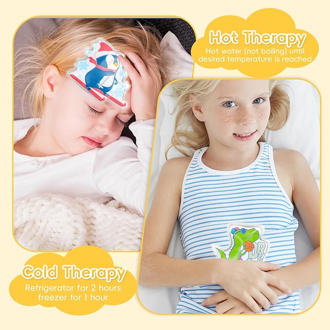 Kids Ice Packs for Boo Boos, 3 Packs Toddler Gel Ice Packs for Injuries Reusable, Hot Cold Compress for Children's Fever Pain Relief, Wisdom Teeth, First Aid, Bumps & Bruises