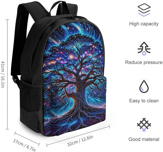 Supdreamc Casual Daypack Multipurpose Anti-Theft Large Capacity Carry On Bag, Magical Universe Tree Of Life Art Casual Daypack Climbing Shoulder Bag With Padded Straps