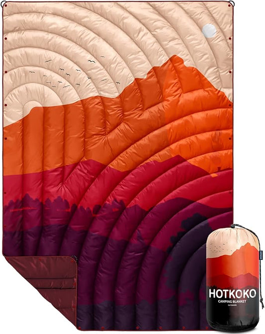 Camping Blanket,Lightweight Puffy Printed Camping Blanket Packable Outdoor Blanket for Camping,Traveling, Stadium, Hiking, Picnics