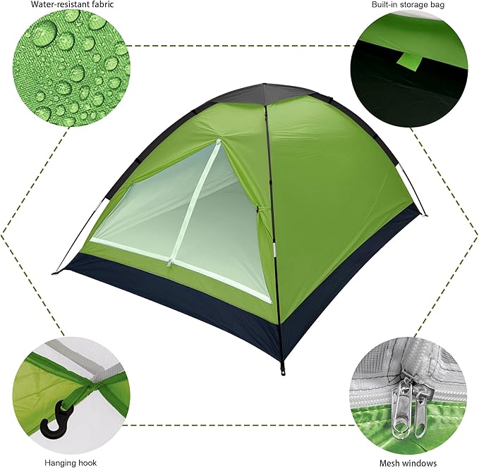1-Person Dome Tent for Camping Waterproof Lightweight Portable Backpacking Orange/Blue/Army Green/Green