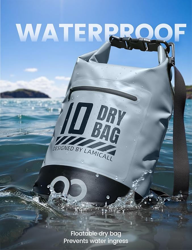 Lamicall Small Dry Bag, Waterproof Bag - [Durable & Floating] 5L/10L/20L/30L/40L Water Proof Bag with Waterproof Phone Pouch, Keeps Gear Dry Sack for Kayak Swim Boat Paddle Boarding Hiking Fishing
