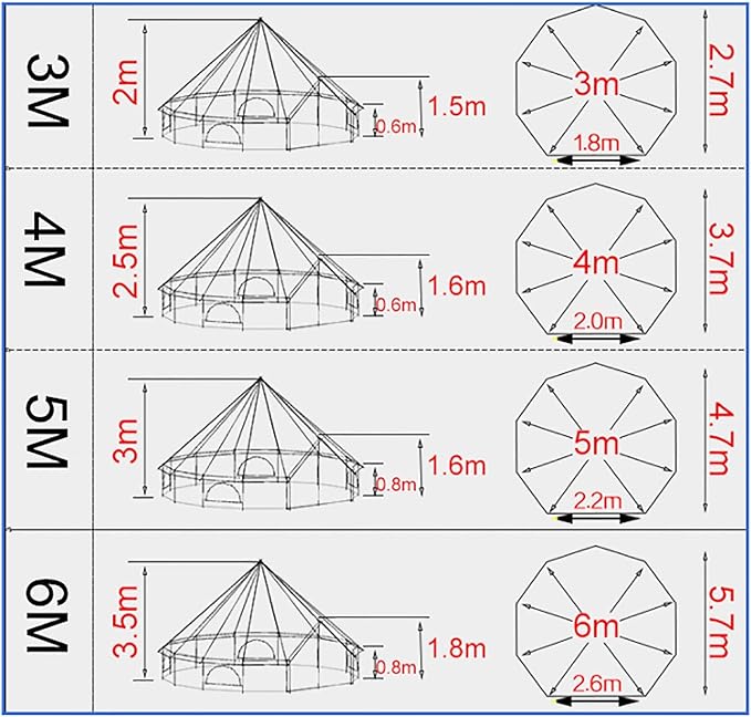 GeRRiT 4M/13ft 285g Cotton Canvas Bell Tent, Outdoor Waterproof Family Glamping Yurt 900D Oxford Cloth Bell Tent, Luxury Yurt Bell Tent for Event Wedding Party Family