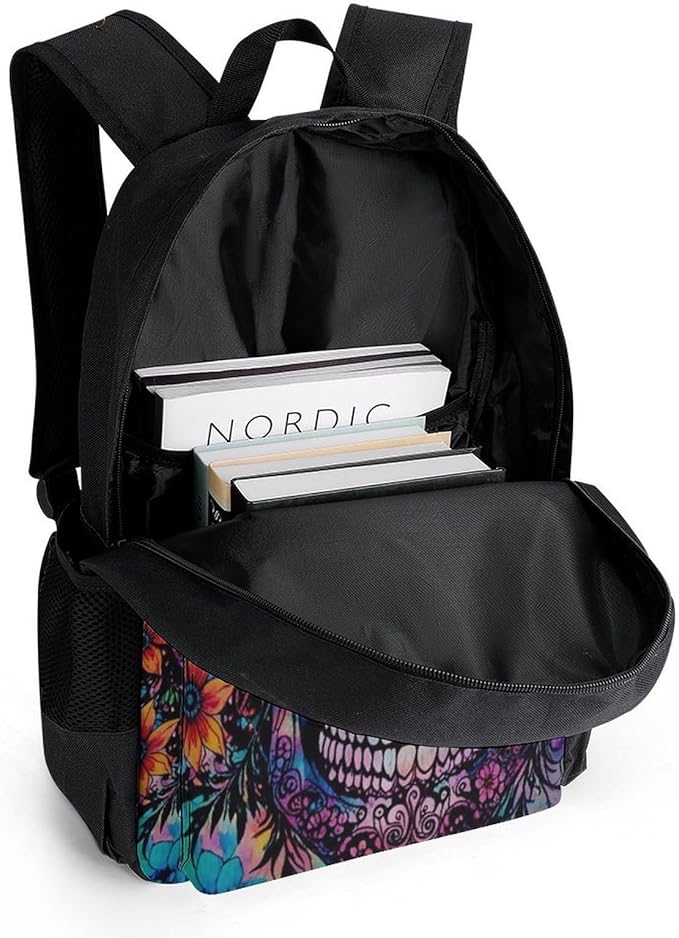Supdreamc Adults Lightweight Indain Mandala Sugar Skull Shoulder Book Bags Big Capacity Shoulder Bag With Adjustable Shoulder Straps for Trekking Work Walking Cycling