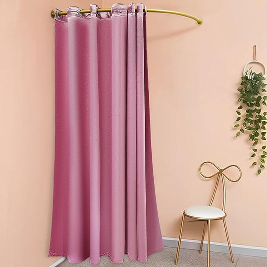 U-Dressing Room Privacy Protection Changing Room Divider, Clothing Store Fitting and Dressing Room for Boutique, Curtain Divider (C-Shaped-Pink)