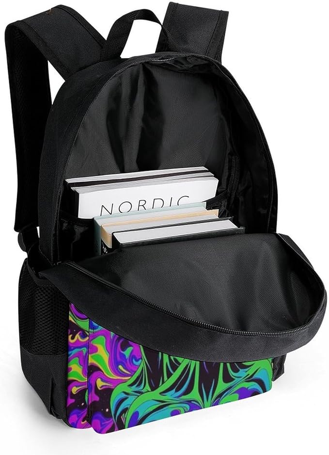 Backpack Lightweight Anti-Theft Multipurpose Cool Alien Tie Dye Shoulder Bag Large Capacity Travel Hiking Backpack With Padded Straps
