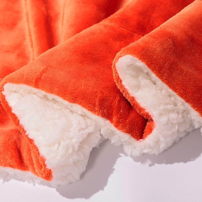 NANPIPER Sherpa Blanket Queen Fleece Bed Blankets Soft and Warm Fuzzy Microfiber,Orange 90"x90"