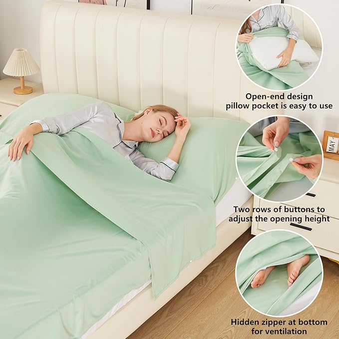 Sleeping Bag Liner Camping Adult Sleep Sack Lightweight Travel Sheet for Hotel Bed Compact Ultralight Essential Cleaning Supplies Kit Travel Bedding Set for Backpacking