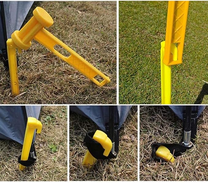 Tent Stakes for Sand, Plastic Tent Stakes Heavy Duty, 9 Inch Yellow, 30 Pack